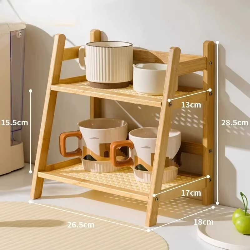 Kitchen Appliances Vintage - Retro Bamboo 2 Layer Storage Rack