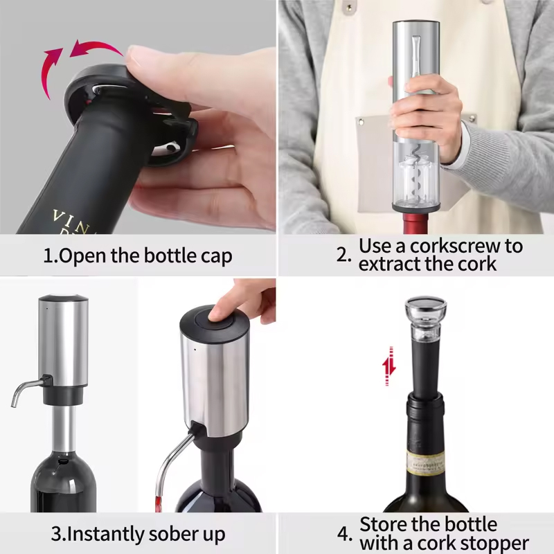 2024 New Design 4-in-1 Lithium - Wine Opener Electric ulasan dan harga