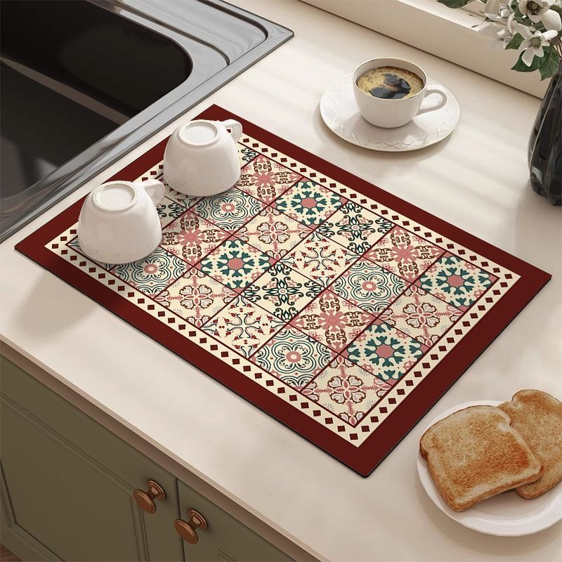 Retro Tile Pattern Absorbent D - Kitchen Appliances Vintage ulasan dan harga
