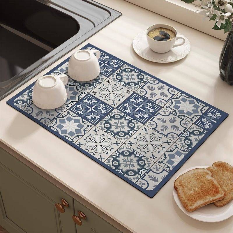 Retro Tile Pattern Absorbent D - Kitchen Appliances Vintage ulasan dan harga